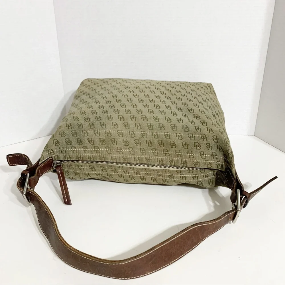 Dooney and Bourke Shoulder Bag Signature Canvas with Leather Accents Zip Closure